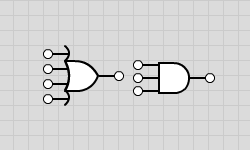 Screenshot of logic gates with three or more inputs in Logicly